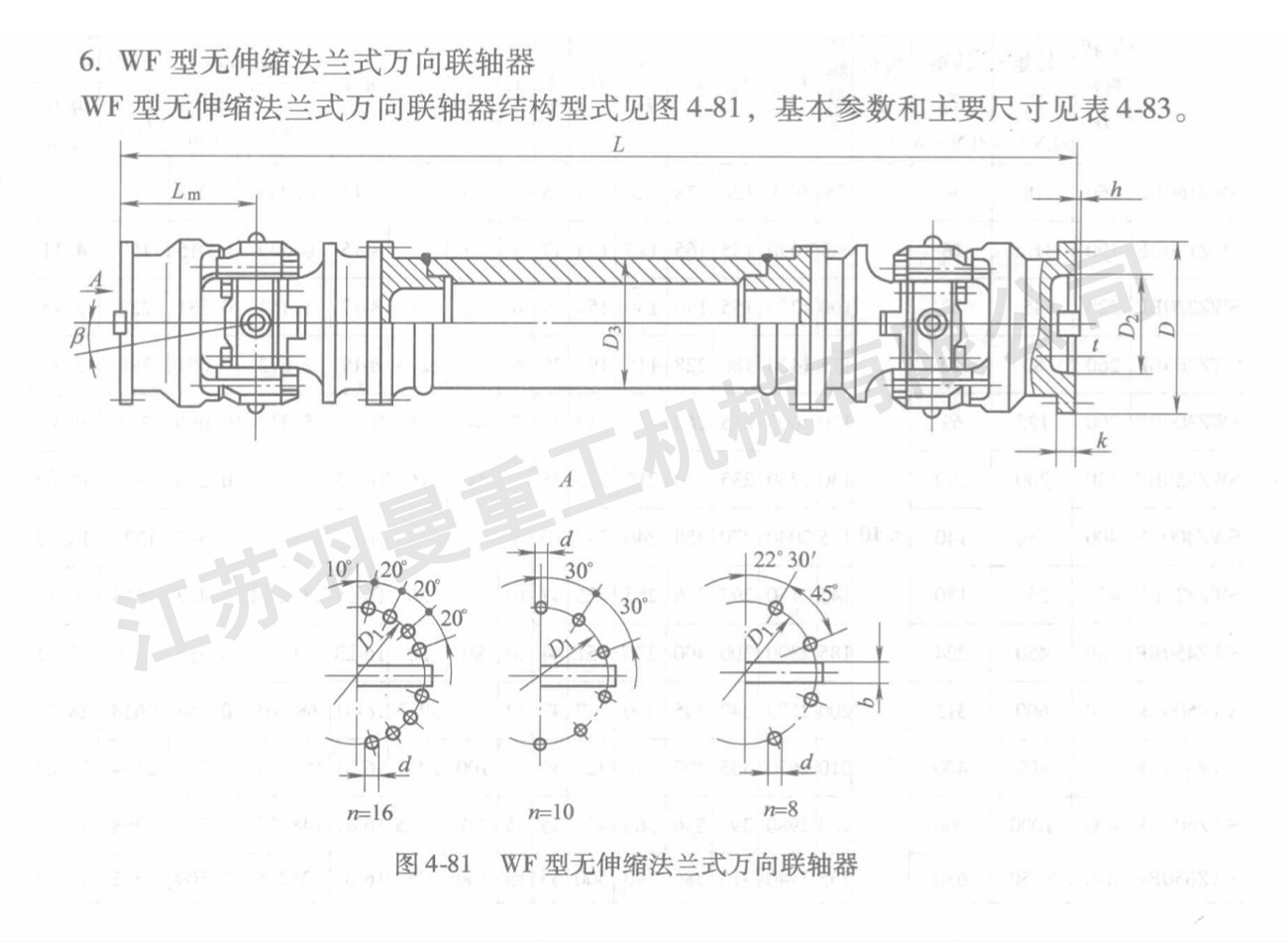 WF型無伸縮法蘭式萬向聯軸器